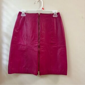 Vintage Pink Leather Zip up Skirt